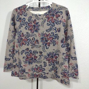 Croft & Barrow | Sz: XXL | Floral Knit  Long Sleeve Top |Cute  Comfy Casual